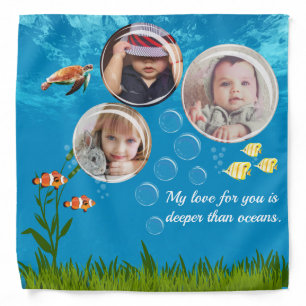 Ocean Blue Underwater Tropical Fish Deep Sea Love Bandana