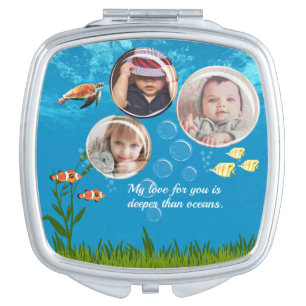 Ocean Blue Underwater Tropical Fish Deep Sea Love  Compact Mirror