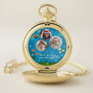 Ocean Blue Underwater Tropical Fish Deep Sea Love  Pocket Watch