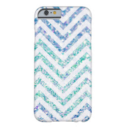 Ocean Blue Variegated Chevron Striped Glitter Look Barely There iPhone 6 Case