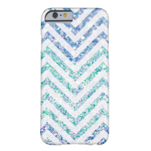 Ocean Blue Variegated Chevron Striped Glitter Look Barely There iPhone 6 Case