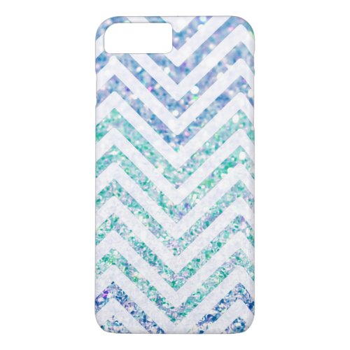 Ocean Blue Variegated Chevron Striped Glitter Look iPhone 8 Plus7 Plus Case