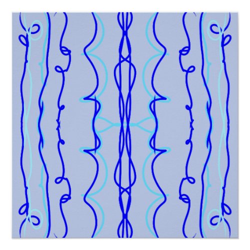 Ocean Blue vertical lines Poster