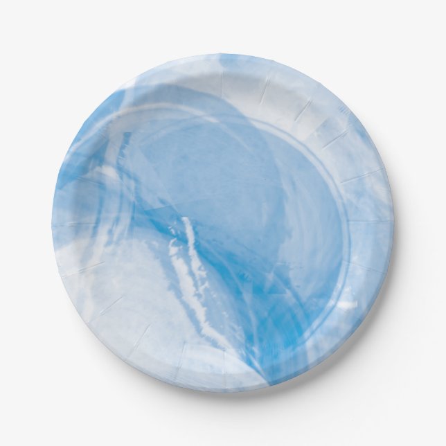 ocean blue watercolor abstract background paper plates (Front)