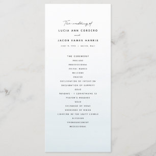 Ocean blue watercolor destination wedding program