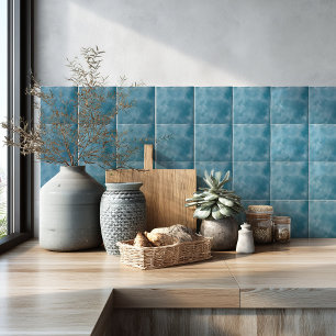 Ocean Blue Watercolor Modern Coastal Kitchen Ceramic Tile