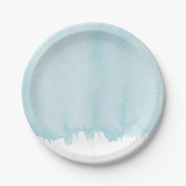 Ocean Blue Watercolor Paper Plates (Front)