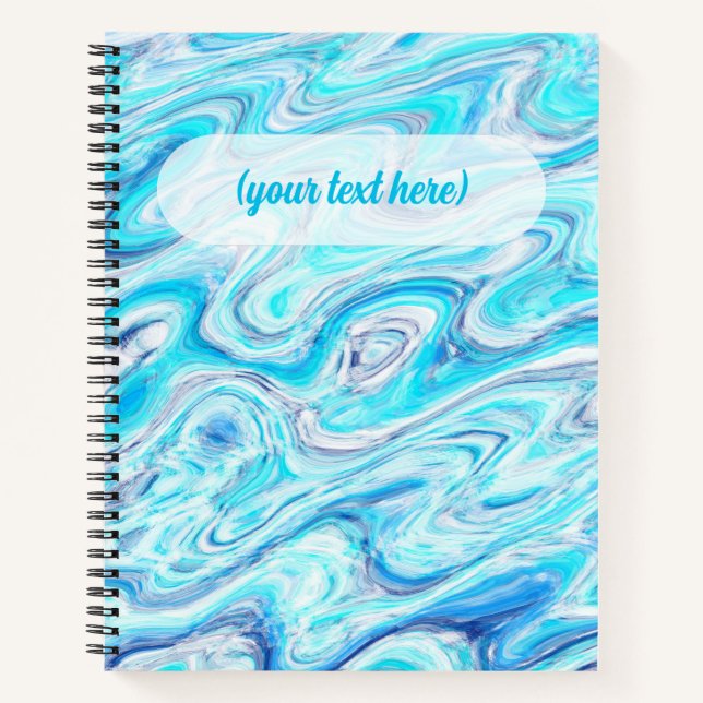 Ocean Blue Wave Marble Texture Abstract Liquid Notebook (Front)