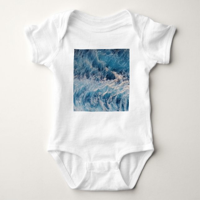 Ocean Blue Waves  Baby Bodysuit (Front)
