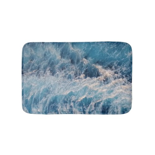 Ocean Blue Waves Bath Mat