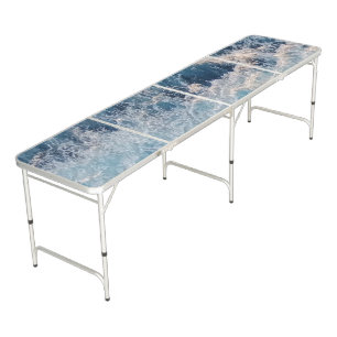 Ocean Blue Waves Beer Pong Table