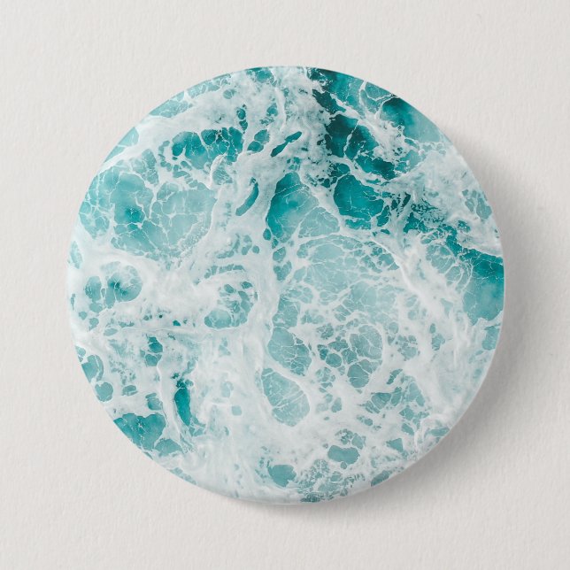 Ocean Blue Waves Button (Front)