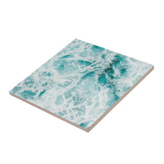Ocean Blue Waves Ceramic Tile
