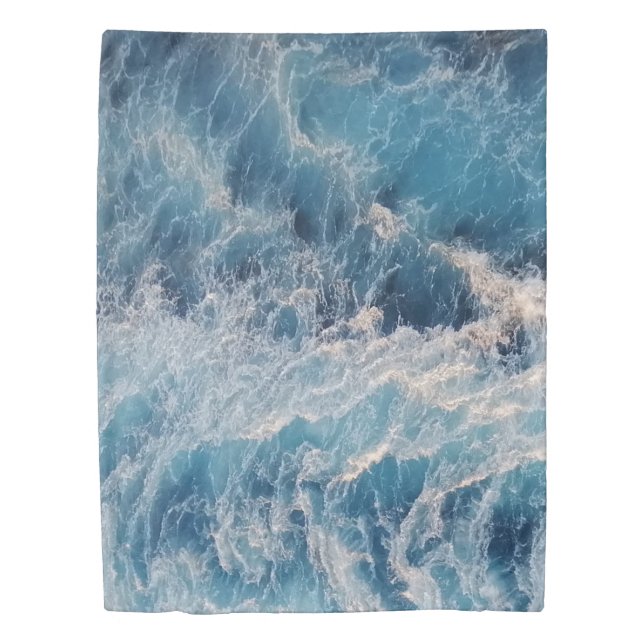 Ocean Blue Waves Duvet Cover (Front)