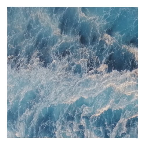 Ocean Blue Waves Faux Canvas Print