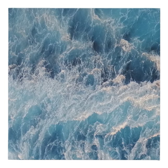 Ocean Blue Waves Faux Canvas Print (Front)