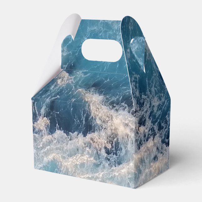 Ocean Blue Waves Favor Boxes (Front Side)