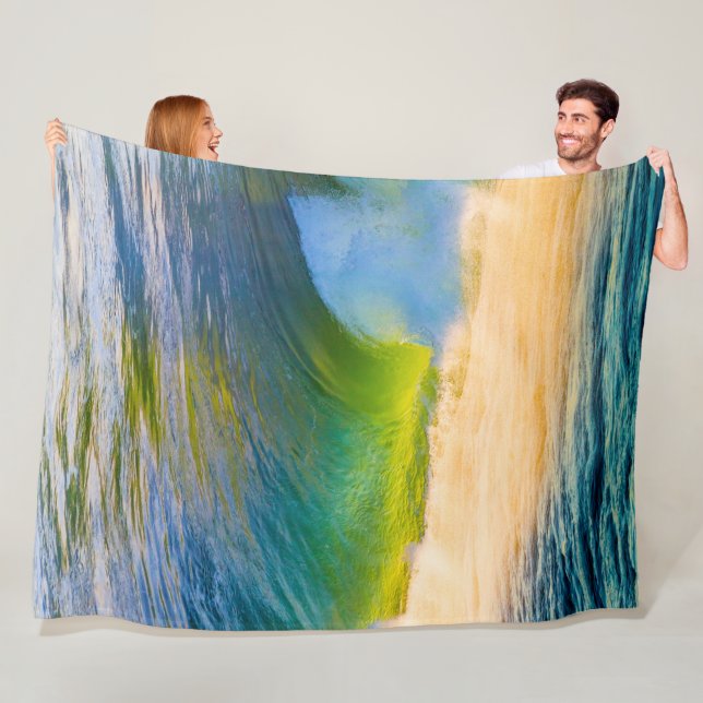Ocean Blue Waves Fleece Blanket (In Situ)