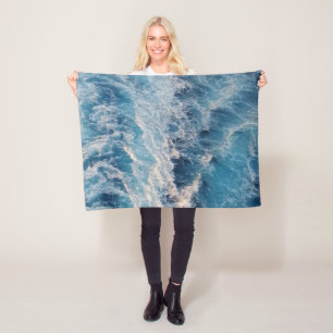 Ocean Blue Waves Fleece Blanket