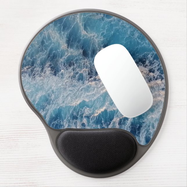 Ocean Blue Waves Gel Mouse Pad (Left Side)