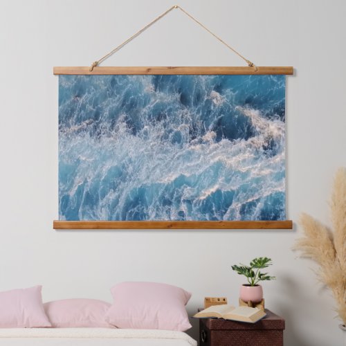 Ocean Blue Waves Hanging Tapestry