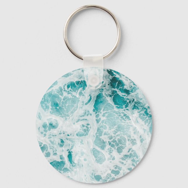 Ocean Blue Waves Keychain (Front)