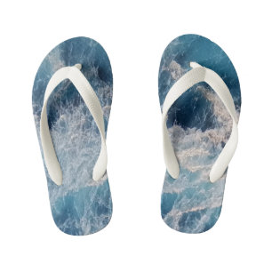 Ocean Blue Waves Kid's Flip Flops