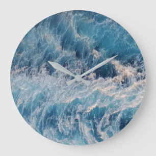 Ocean Blue Waves Large Clock
