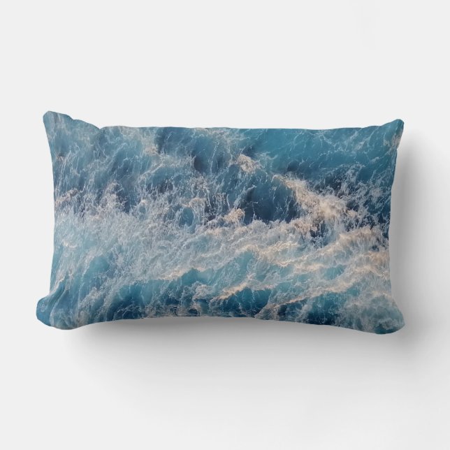 Ocean Blue Waves Lumbar Pillow (Front)