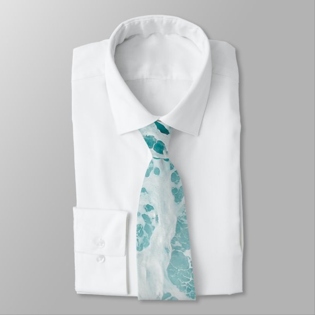 Ocean Blue Waves Neck Tie (Tied)