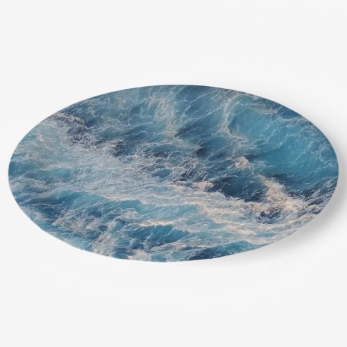 Ocean Blue Waves Paper Plates