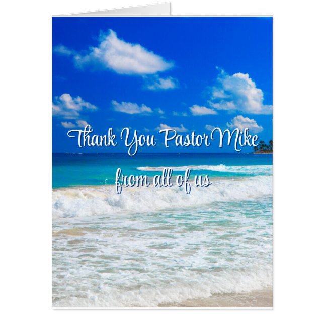 Ocean Blue Waves Pastor Appreciation From Us  Card (Front)
