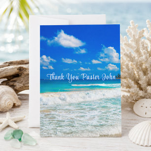 Ocean Blue Waves Pastor Appreciation Thank You Card