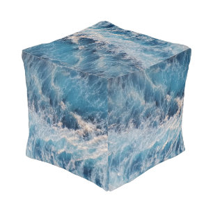 Ocean Blue Waves Pouf