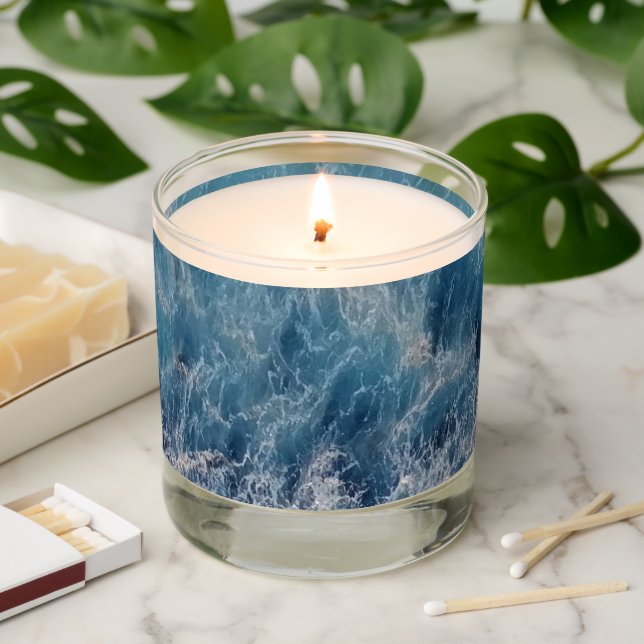 Ocean Blue Waves Scented Candle (Lit)