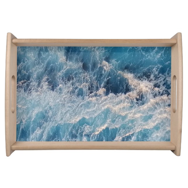 Ocean Blue Waves Serving Tray (Front)