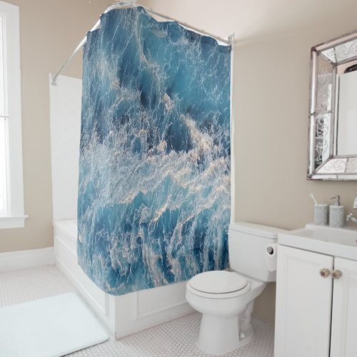 Ocean Blue Waves Shower Curtain