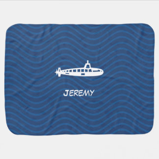Ocean Blue Waves Submarine Baby Blanket
