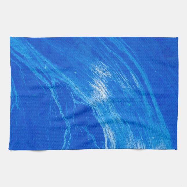 Ocean Blue Waves Summer Time Kitchen Towel (Horizontal)