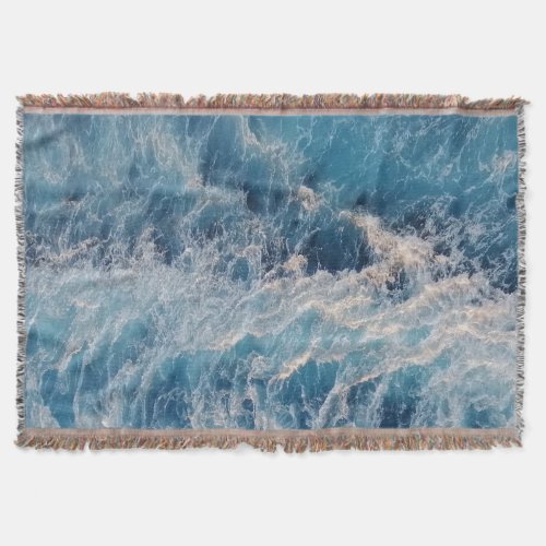 Ocean Blue Waves Throw Blanket