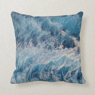 Ocean Blue Waves Throw Pillow