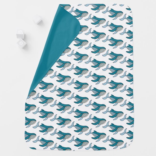 Ocean Blue Whale Baby Blanket (In Situ)
