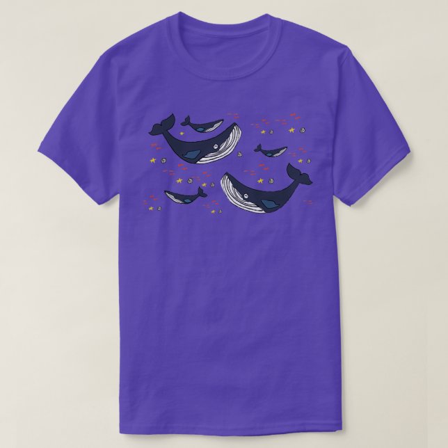 Ocean Blue Whale Beige T-Shirt (Design Front)