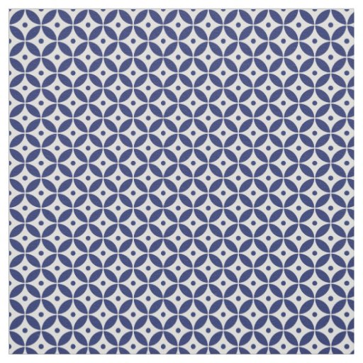 Ocean Blue & White Geometric Pattern. Coastal Fabric