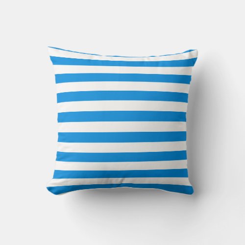 Ocean Blue White Striped Template Elegant Colors Throw Pillow