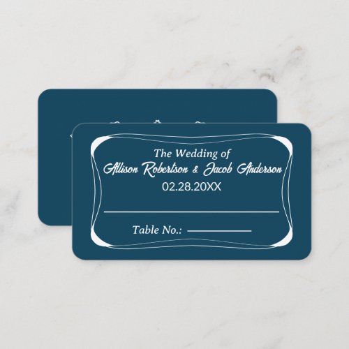 Ocean Blue  White Wedding Table Number place card
