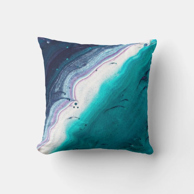 Ocean Blues Abstract Throw Pillow (Front)