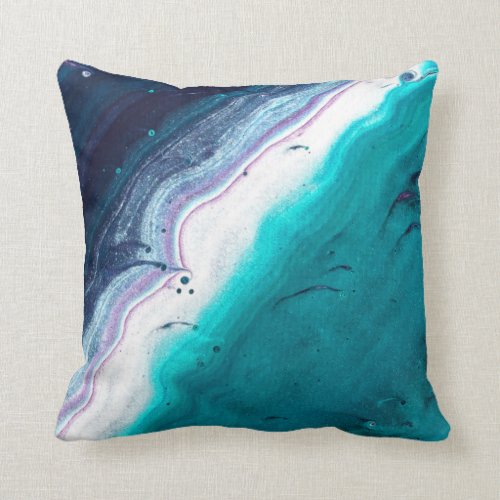 Ocean Blues Abstract Throw Pillow