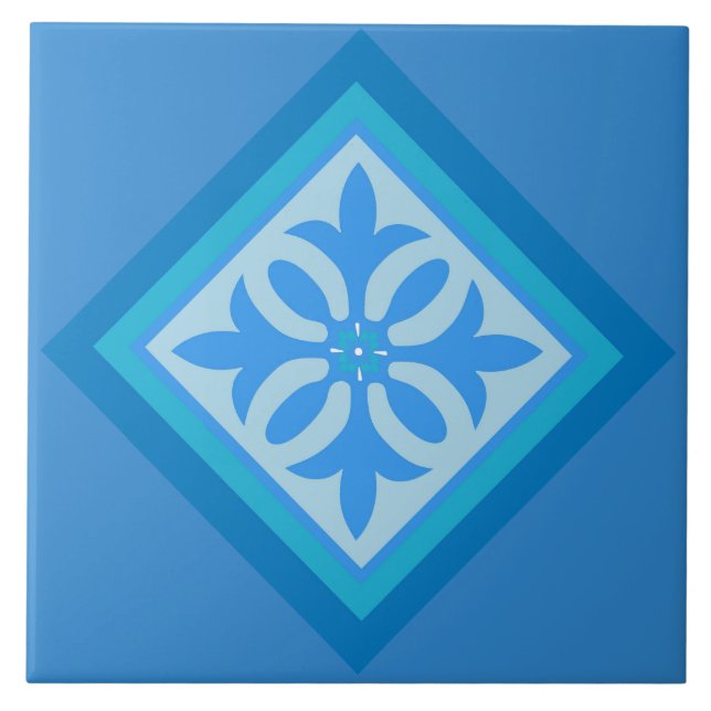 Ocean blues colours diamond feature tile (Front)