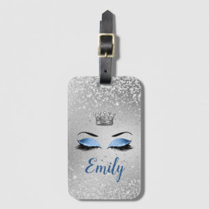 Ocean Blush Blue Fabulous Glitter Eyes Luggage Tag
